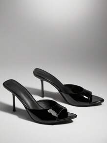 SHUZIA Elegantes tacones de aguja de punta fina y tacón transparente negro para mujer - Calzado de moda para fiestas, vacaciones de verano y primavera