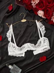 SHEIN Women's Sexy Lace Underwire Bra - White - View 1