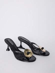 MUSERA 女士简约黑色露趾高跟凉鞋，时尚别致，适合通勤、约会、派对、婚礼和假日穿着 - 黑色 - 查看 4