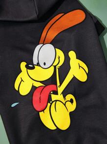 GARFIELD | SHEIN 1 chiếc áo nỉ trùm đầu in hình chú chó, quần áo cho mèo, quần áo cho chó, kích cỡ XXS-XXXXL, cực nhỏ, cực lớn - màu đen - Xem 6