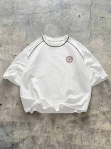 AXEPEAK Camiseta casual de manga corta con cuello redondo y estampado de letras para hombre de verano - Blanco - Ver 2