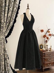 Vintamour 复古优雅女式连衣裙 提花吊带领蝴蝶结 假日 女士夏季服装 女士夏季连衣裙 舞会礼服 白色连衣裙 女士复活节连衣裙 女士白色连衣裙 女士春季服装 女士春季连衣裙 夏季服装 女士度假服装 婚礼宾客礼服 女士度假服装 女士连衣裙 夏季防晒裙 女士正式连衣裙 优雅束腰 毕业礼服 生日礼服 - 黑色 - 查看 3