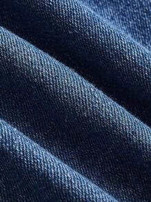 SHEIN MOD Women's Square Neck Pleated Fitted Denim Sleeveless Dress - Dark Wash - View 3