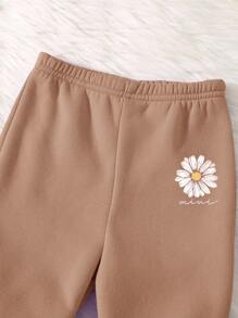 SHEIN 女婴休闲简约针织柔软套头衫宽松长袖运动衫和裤子套装，适合秋冬季