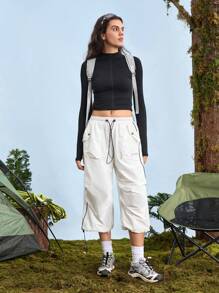 In My Nature Quần ống rộng ống rộng có dây rút cho nữ, quần dã ngoại rộng rãi, quần đi bộ đường dài, quần ống rộng, quần ống rộng cho nữ, quần mùa hè cho nữ, quần Capri ống rộng cho nữ, quần chạy bộ cho nữ, quần trắng, quần chạy bộ mùa hè thu đông Y2k cho nữ, quần gió cho nữ, quần Capri có túi cho nữ - trắng - Xem 6