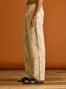 Musero 修身直筒裤全身图案褶皱裤套装春夏假期 - 黑色 - 查看 3