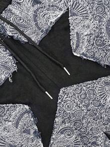 ROMWE MEN Prep Men's Summer Stars Casual Street Fashion Drawstring Waist Patchwork Shorts - Multicolor - View 3