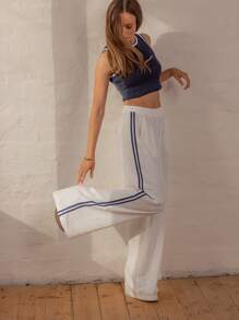 Aralina Quần sọc tương phản Y2K Streetwear Stockholm phong cách mùa hè/thu - Màu be - Xem 5