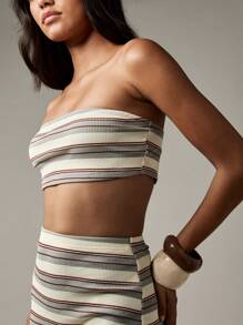 MISSGUIDED 罗纹抹胸两件套套装，搭配高腰超长裙，夏季节日沙滩装套装，度假装 - 彩色 - 查看 4