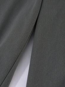 SHEIN Casual Letter Webbing Patchwork Slit Straight Leg Pants For Teen Boy Chic For Autumn/Winter Fall - Grey - View 5