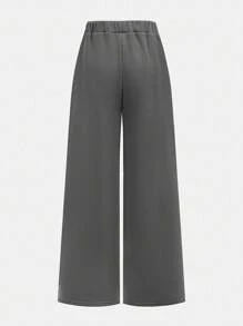 Tween Girls Casual Bow Print Knit Solid Color Loose Dropped Shoulder Long Sleeve Hoody And Wide Leg Sweatpants Set Teen Girls Clothing Sets Teen Sweatsuit Set Girls 2 Piece Outfits Tween Girls Sweatsuit Set Sweat Sets For Tweens Fall Winter - Grey - View 11