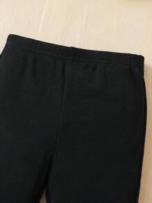 SHEIN 三件套：针织格子短外套、纯色针织吊带背心和喇叭裤，女童秋季套装，女童秋冬服装，女童冬季服装套装，喇叭裤套装，格子外套套装，少女服装，冬季返校季女童冬季服装，少女服装，秋季服装 - 卡其色 - 查看 4