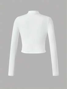 Kurtka dziewczęca z długim rękawem i zamkiem błyskawicznym z przodu, prosta, casualowa