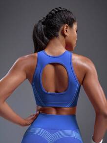 Powerista Áo ngực thể thao không tay tối giản hàng ngày & tập yoga ngoài trời giản dị dành cho nữ - Màu xanh lam - Xem 5