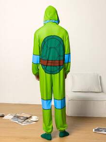 TEENAGE MUTANT NINJA TURTLES | SHEIN Men's Cartoon Pattern Hooded Long Sleeve Loungewear Jumpsuit, Fall
