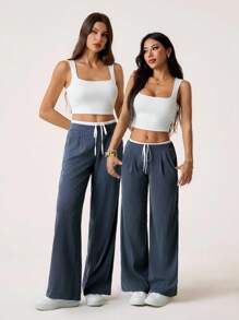 SHEIN Tall Women's Casual Commuting Striped Straight Leg Pants
