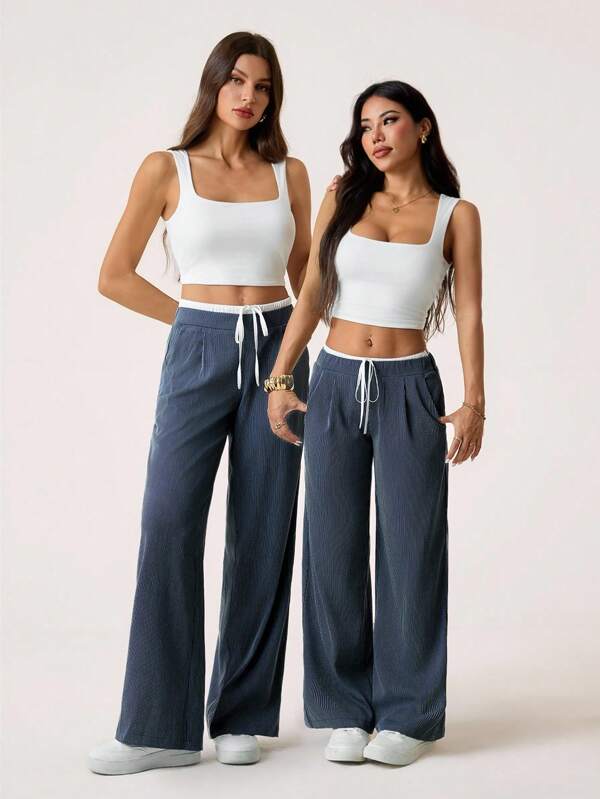SHEIN Tall بنطلون مستقيم سيدات كاجوال للنزول والعمل مخطط