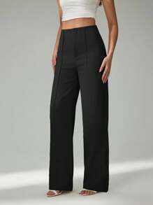 SHEIN Tall Quần âu màu be nhạt mùa hè cho nữ, đi làm và hẹn hò thanh lịch - màu đen - Xem 7