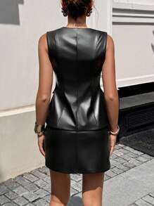 Siren Gaze Women Fashion Business Casual Waistcoat & Mini Skirt 2 Pieces Suit In Fall/Winter