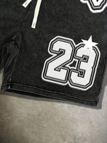 Manfinity EMRG Summer Men's Cotton Letter Print Drawstring Shorts And T-Shirt Set, Casual Street Style Outfit - Multicolor - View 3