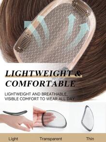 1 件 V 型接发和 1 件真发顶饰 100% 真雷米真人头发，适合稀疏发质 - 易于造型、轻盈、透气、隐形且不可察觉，适合所有发质和日常佩戴 深棕色 S2# - S2 - 查看 4