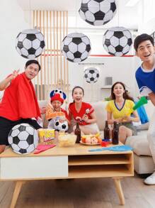 SHEIN 1 件足球形纸灯笼，悬挂装饰灯，适用于家居装饰、派对、婚礼、性别揭示或背景装饰、情人节、情人节婚礼、生日 - 彩色 - 查看 8