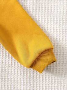 Cozy Pixies 2pcs Baby Boy Cartoon Lion Pattern Soft Knit Pullover Sweatshirt Sweatshirt With Ear Design And Elastic Waist Pants Set - Yellow - View 7