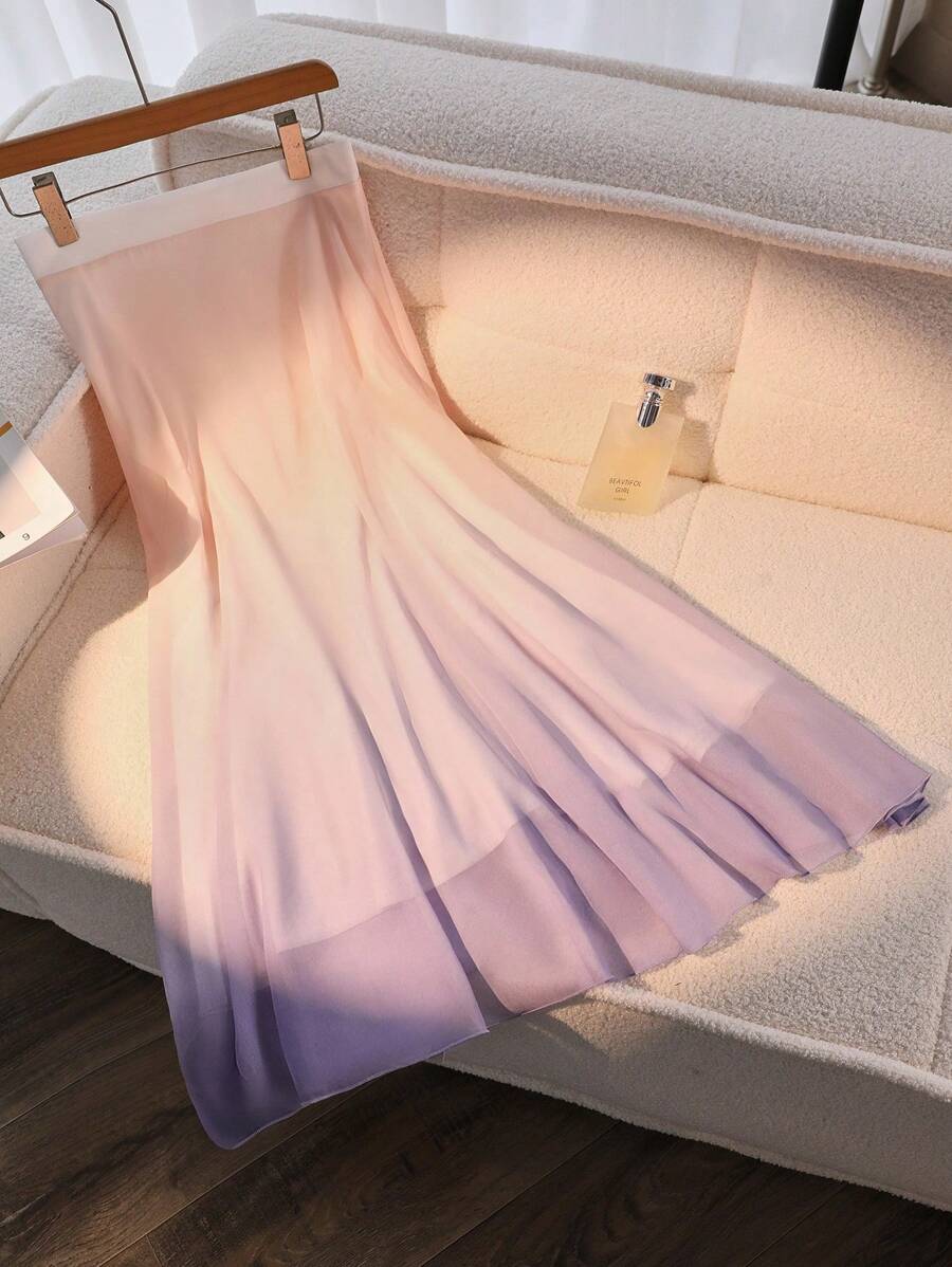 Modelyn 女士优雅通勤渐变设计半身裙 - 紫色 - 查看 1