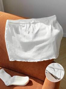 Comfortcana Casual Summer Holiday White Textured Low Waist Mini Skirt