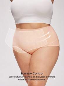 LUVLETTE 加大高腰基本款三角裤腰部收腹塑身透气内裤女士内衣 - 杏色 - 查看 5