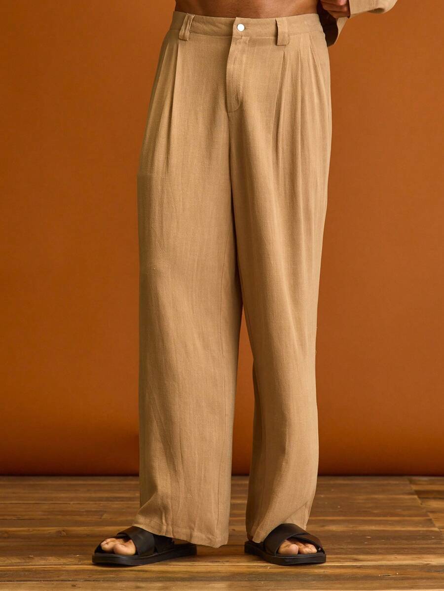 Musero Men Long Sleeve Button Through Front Pocket Detailing Jacket Summer Holiday Vacation - Khaki - View 1