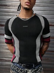 AXEPEAK Áo thun dệt kim tay ngắn dáng ôm vừa vặn dạo phố thường ngày dành cho nam - Nhiều màu - Xem 5