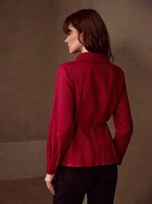 MOTF PREMIUM WRAP KNOT SHIRT - Red - View 3