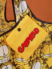 GARFIELD | SHEIN 1 件可爱卡通人物印花涤纶可折叠购物袋、手提袋，配有带珠链的小储物袋，可挂在包上，猫 - 彩色 - 查看 5