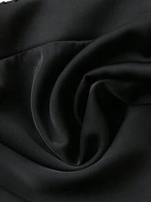 SHEIN PETITE 大码女式缎面美人鱼下摆半身裙 - 黑色 - 查看 4