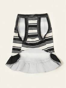 PETSIN 1pc Pet Dog/Cat Black Striped Cute Bear Embroidery Elastic Comfortable Casual Harness Dress - Multicolor - View 7