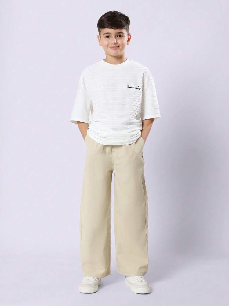 Wide Leg Pull On Chino Pants With Relaxed Fit