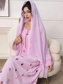 Yasmyna 女式卡通人物印花长袖阿拉伯风格连衣裙 - 粉色 - 查看 7