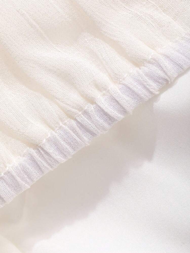 Women's Apricot Off Shoulder Pleated Puff Sleeve Texture Shirt, Suitable For Spring/Summer Vacation And Wedding