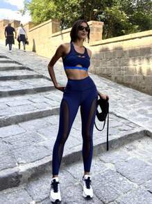 Innovista Nahtlose Sporthose mit Mesh-Flicken und Taillenbund