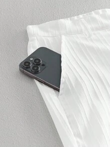 HIMLAND Pantalones cortos casuales de hombre con tejido de unicolor y dobladillo enrollado, adecuados para uso diario. Pantalones cortos blancos de hombre, pantalones cortos de golf de hombre, pantalones cortos de verano de hombre, pantalones cortos blancos, bermudas de hombre blancas, pantalones cortos de golf blancos