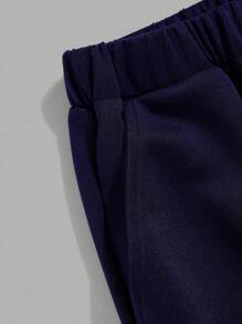 Tween Boys Navy Blue Baseball Jacket,Hoodie & Pants Set,Casual Back-To-School Uniform,Soft Fabric Comfortable Autumn Stylish Outfit For School Wear - Blue - View 5