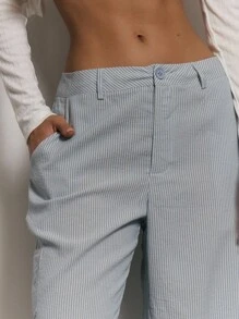 MUSERA 宽松低腰条纹工装裤，可爱夏季度假休闲性感优雅少女风街头服饰，适合女性办公室穿着，秋季返校季也适用。 - 彩色 - 查看 5