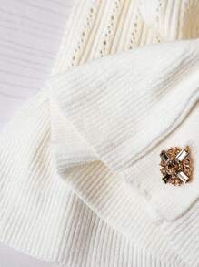 GlowEve CURVE Cárdigan de punto holgado de manga acampanada para mujer de talla grande, ideal para citas románticas - Blanco - Ver 6