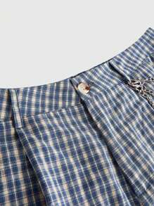 ROMWE MEN Prep 男士休闲格子宽松短裤，夏季 - 彩色 - 查看 4