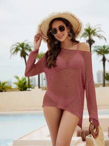 Swim Vcay 女士夏季服装 镂空针织罩衫 夏季 - 棕色 - 查看 5