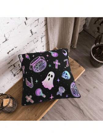 Anime 1 pezzo Federa per cuscino dallo stile fantasy oscuro, stile punk bidimensionale, stile fumetto, adatta per decorazioni da fantasma. Può creare un'atmosfera emozionante e servire come regalo misterioso.