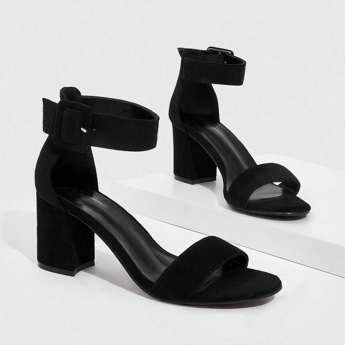 Zapatos de mujer - Sandalias de tacón grueso con tira de tobillo para verano, graduación, baile de graduación, vacaciones, rebajas de verano, vuelt