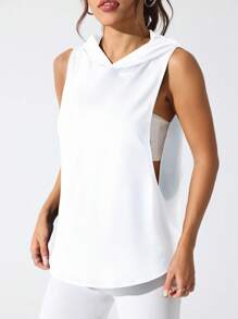SHEIN Velisys 2 chiếc áo thun thể thao không tay có mũ trùm đầu rộng rãi thoải mái dành cho nữ mặc ngoài trời và hàng ngày - Nhiều màu - Xem 7