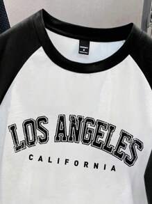 Manfinity Joysei 男式黑白双色插肩袖 T 恤 - 黑與白 - 查看 2